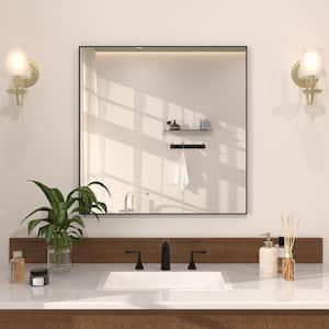 Sight 30 in. W x 30 in. H Rectangular Framed Wall Bathroom Vanity Mirror in Matte Black