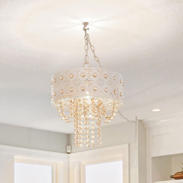 River of Goods 1-Light Champagne Chandelier with Jeweled Blossoms Shade