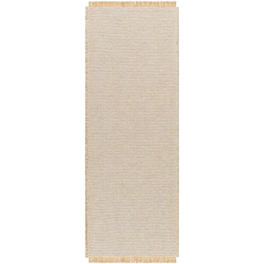 Gray and Natural Jute and Polypropylene Runner Rug, 2'7" x 7'3"