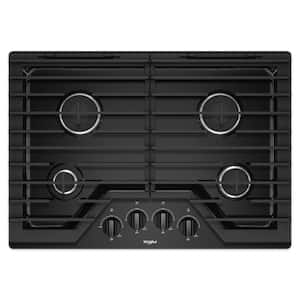 30 in. Gas Cooktop in Black with 4 Burners and EZ-2-LIFT Hinged Cast-Iron Grates