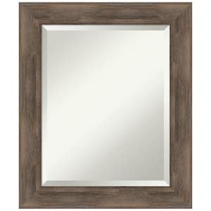 Hardwood Mocha 20.75 in. x 24.75 in. Rustic Rectangle Framed Bathroom Vanity Wall Mirror