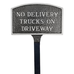 No Delivery Trucks on Driveway Small Arch Statement Plaque with 17.5 in. Lawn Stake-Swedish Iron