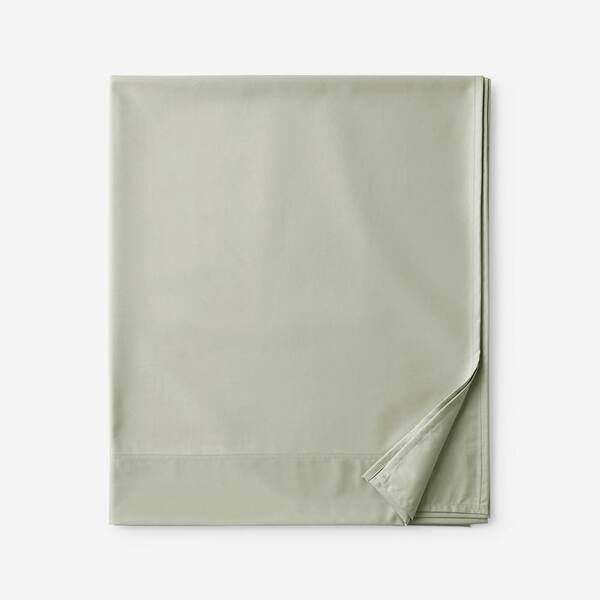 The Company Store Company Cotton Wrinkle-Free Laurel Green Sateen Queen Flat Sheet