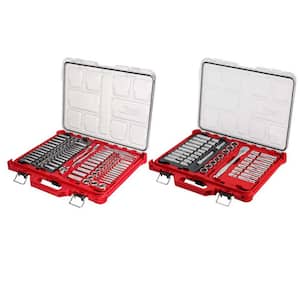 3/8 in. 1/4 in. and 1/2 in. Drive SAE/Metric Ratchet and Socket Mechanics Tool Set with Packout Case (153-Piece)