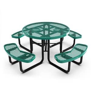 Green Round Steel Outdoor Picnic Table