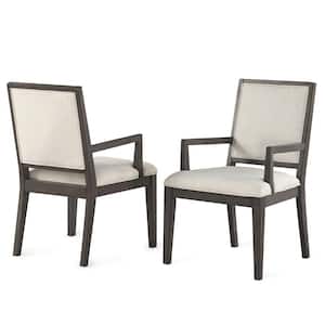 Mila Gray Polyester Arm Chair (Set of 2)