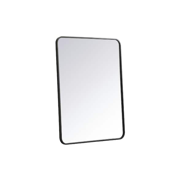 Timeless Home 36 In H X 27 W Black, Mirror With Curved Corners