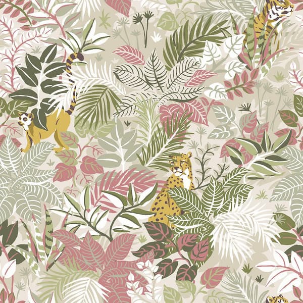 PRINTFRESH Sand Tropical Oasis Matte Vinyl Peel and Stick Wallpaper