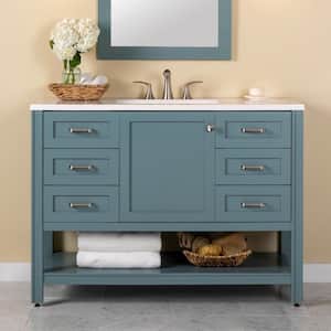 Northwind 48 in. W x 19 in. D x 35 in. H Single Sink Freestanding Bath Vanity in Sage with White Cultured Marble Top