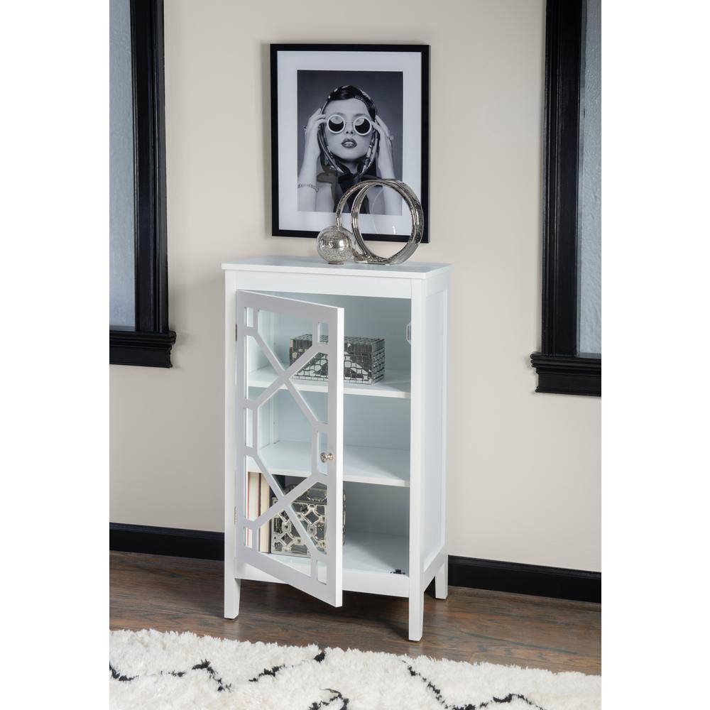 White MDF Accent Cabinet with Glass Door and Shelves