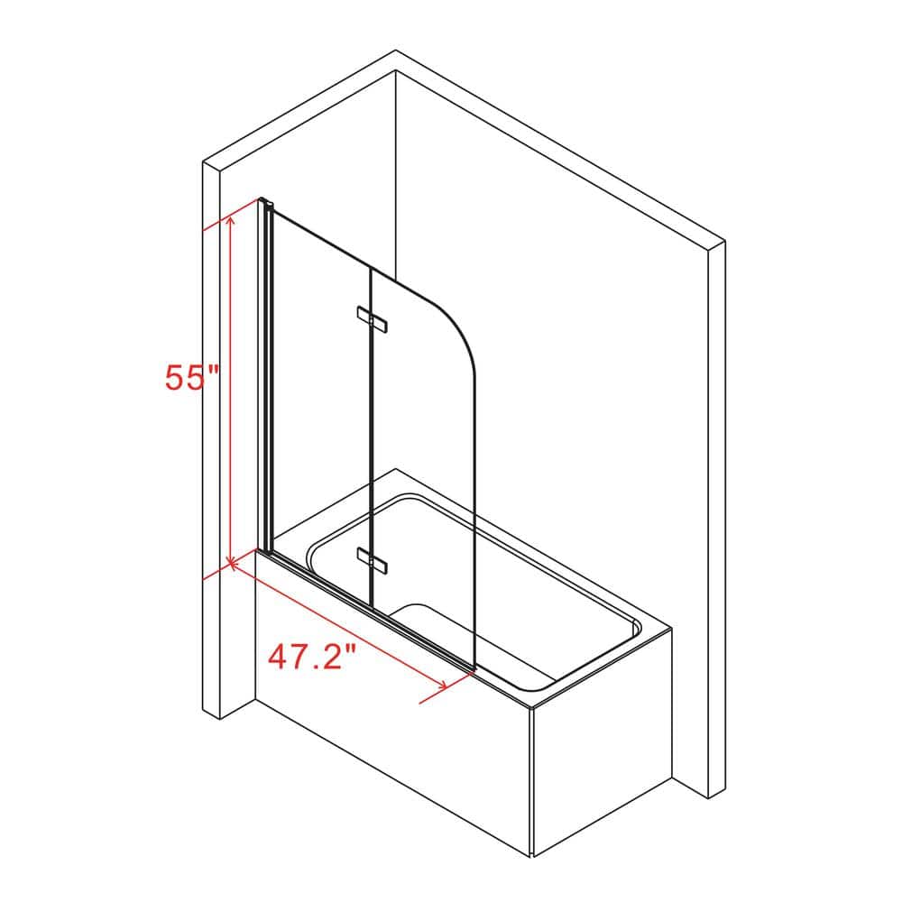 Matte Black Frameless Pivot Tub Door with Clear Glass