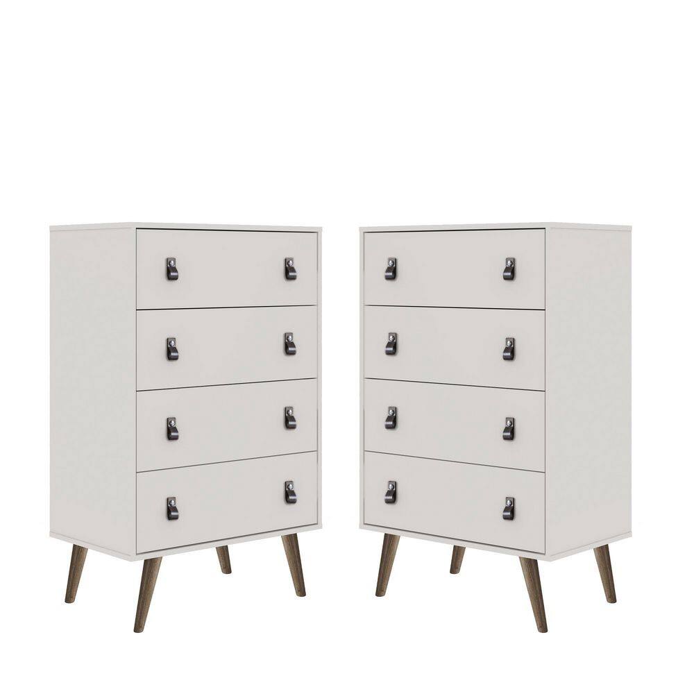Manhattan Comfort Amber 4Drawer White Tall Dresser (44.6 in. H x 27.2