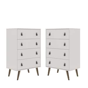 Amber 4-Drawer White Tall Dresser (44.6 in. H x 27.2 in. W x 17.9 in. D) (Set of 2)