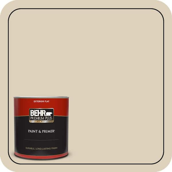 BEHR PREMIUM PLUS 1 Qt. #BWC-26 Stucco Tan Flat Exterior Paint & Primer