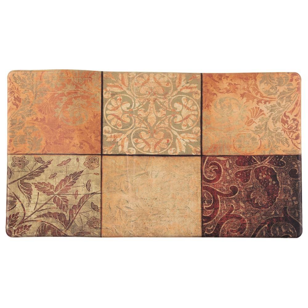 J&V Textiles 18 in. x 30 in. Jacobean Poppy Kitchen Cushion Floor Mat