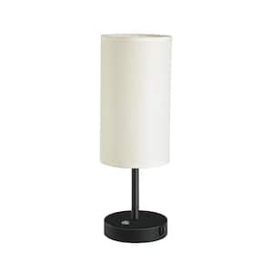 17 in. White Table Lamp with USB Port