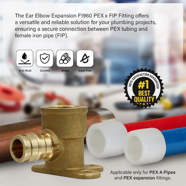 Pack of 2) EFIELD Pex A Expansion Fitting 1/2x 1/2 Female Elbow,F19 —  EFIELD PEX