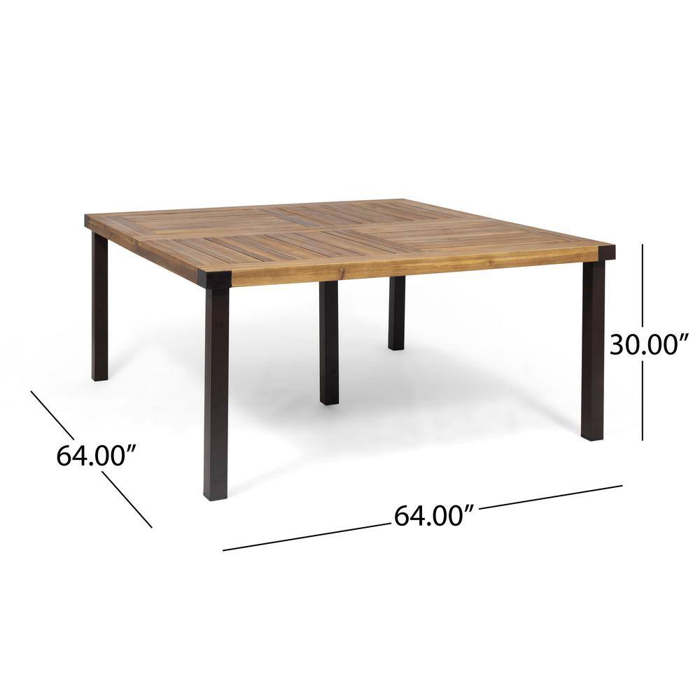 Esfera 9-Piece Teak and Black Patio Dining Set with Ivory Cushions