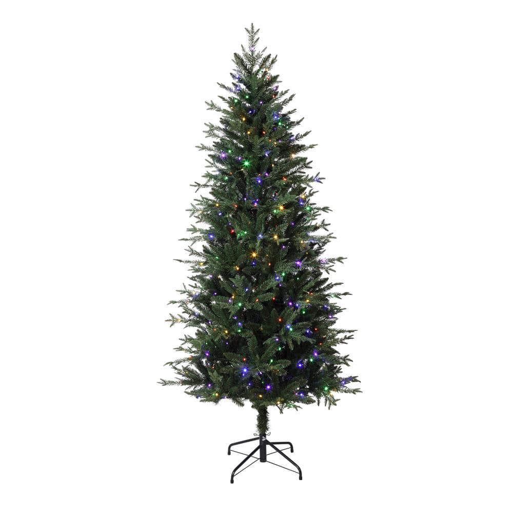6.5' Green Fir Artificial Christmas Tree with Multicolor LED Lights