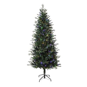 6.5 ft. Pre-Lit LED Slim Asheville Fir Artificial Christmas Tree with 350 Color Changing Lights