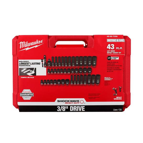 Milwaukee Shockwave 3/8 in. Drive SAE and Metric 6-Pt Impact Socket Set and Impact Duty Driver Bit Set Packout Case (133-Piece)