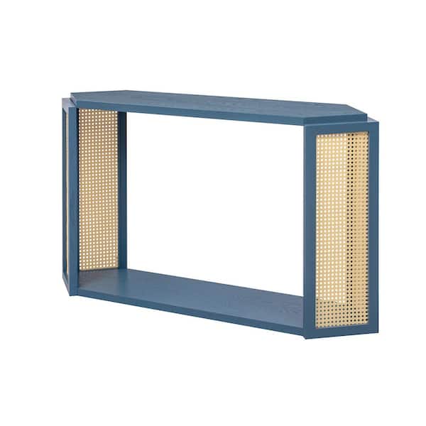 53.54 in. W x 12.4 in. D x 29.7 in. H Bathroom Blue Linen Cabinet
