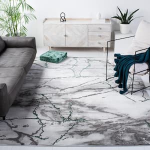 Craft Gray/Green 8 ft. x 8 ft. Square Distressed Abstract Area Rug