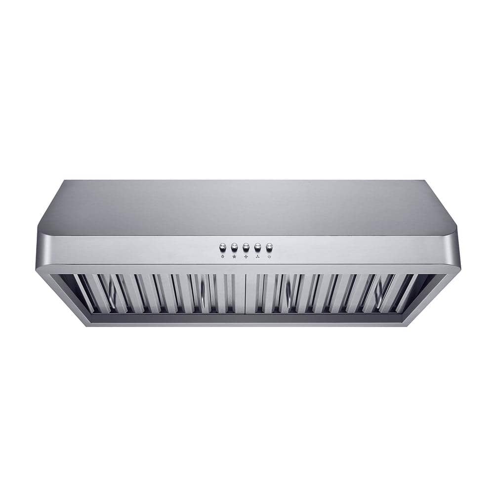 Winflo 30 in. 298 CFM Ducted Under Cabinet Range Hood in Stainless Steel with Baffle Filters, Silver