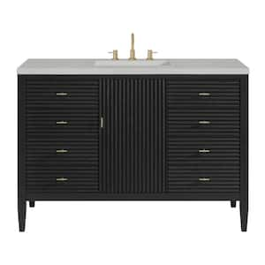 Myrrin 48.0 in. W x 23.5 in. D x 34.06 in. H Single Bathroom Vanity Carbon Oak and Eternal Serena Quartz Top