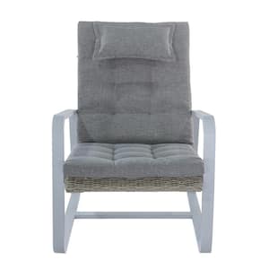 Gray 2-Piece Aluminum Outdoor Chaise Lounge with Gray Cushion