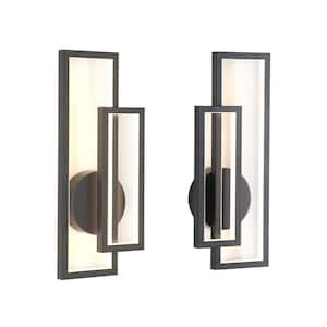 17.7 in. 2-Lights Black Modern LED Wall Sconce for Living Room Bedroom Bathroom, 2-Pack, LED 3000K Triac Dimmable