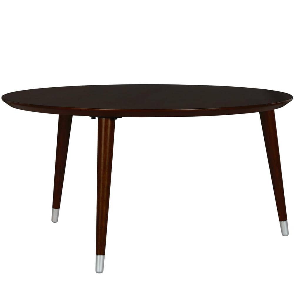 Espresso Wood Veneer Mid-Century Round Coffee Table