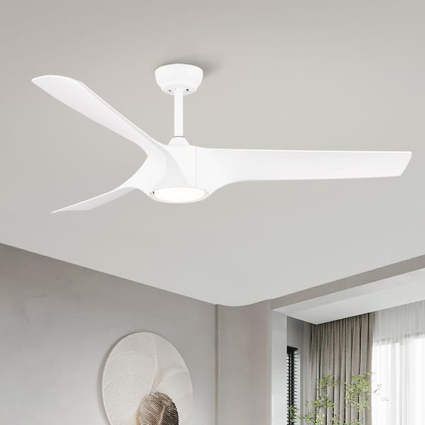 Splenda 56 in. Indoo Matte White Modern Ceiling Fan with Light and Remote Control