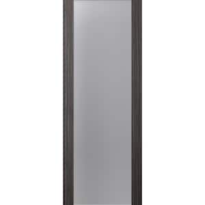 Paola 202 18 in. x 84 in. No Bore Full Lite Frosted Glass Gray Oak Wood Composite Core Interior Door Slab