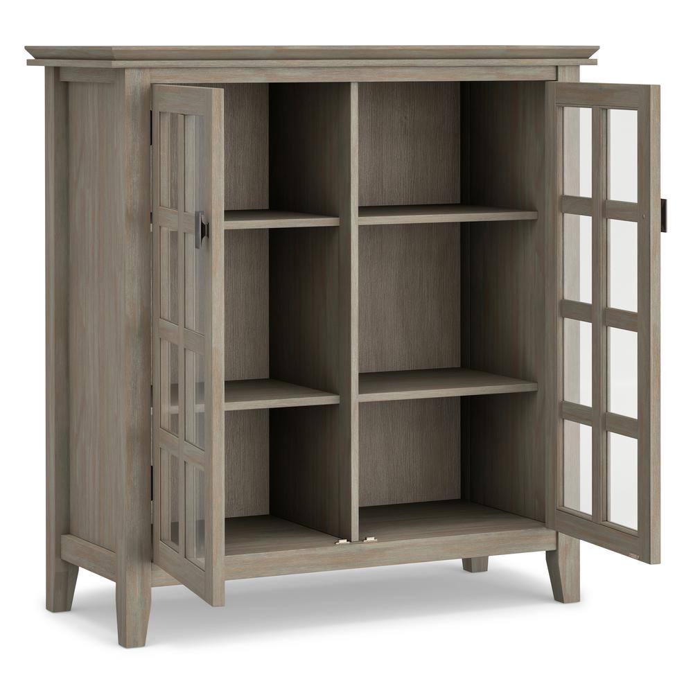 Distressed Grey Solid Wood 2-Door Accent Cabinet with Adjustable Shelves