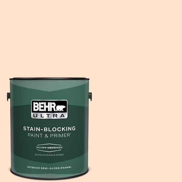 BEHR ULTRA 1 gal. #P200-1 Melted Marshmallow Extra Durable Semi-Gloss Enamel Interior Paint & Primer