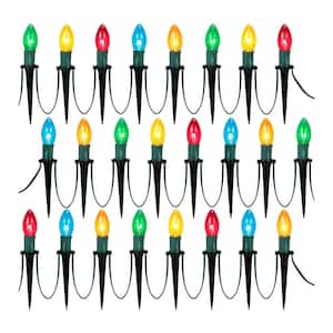 Joyfy Christmas Pathway Lights, 30.75 ft. 24 Bulbs Outdoor Christmas Decorations Lights Multicolor