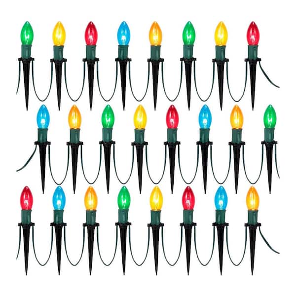 Christmas Pathway Lights, 30.75 ft. 24 Bulbs Outdoor Christmas Decorations Lights Multicolor