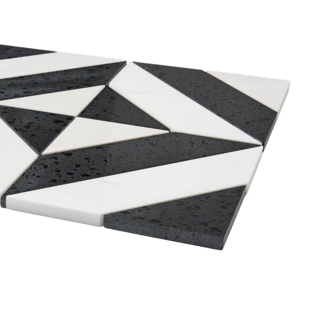 Pepper Black and White Polished Marble Mosaic Tile