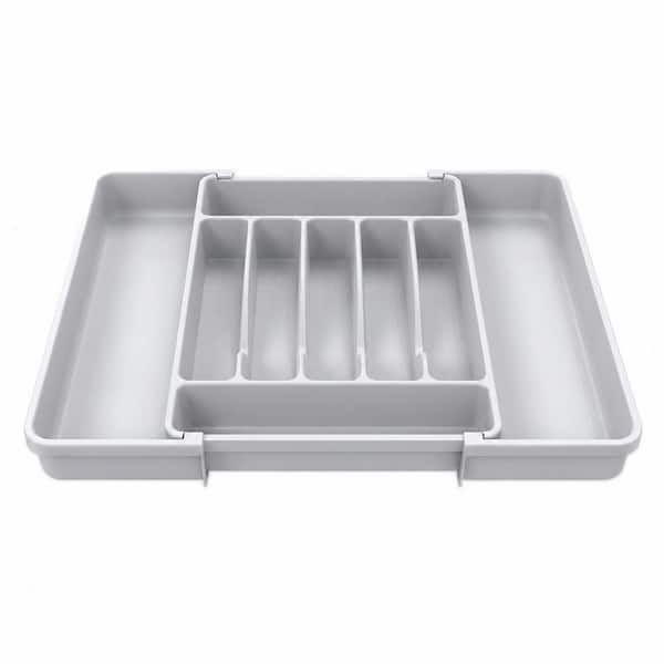 Gray BPA-Free Plastic Extra Large Expandable Silverware Organizer with 7 Compartments