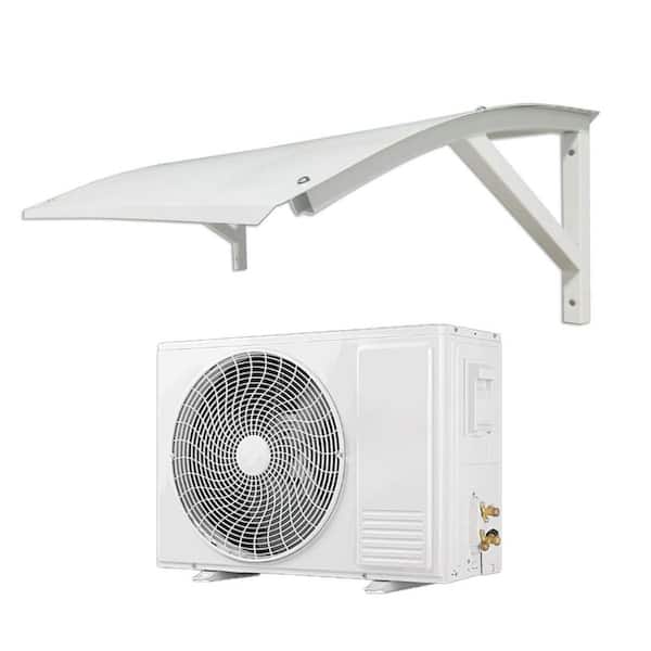1-Pack Gray Curved Triangular Design Stainless Steel AC Unit Cover, Patio Awning, All Weather Shield for Outdoor Unit