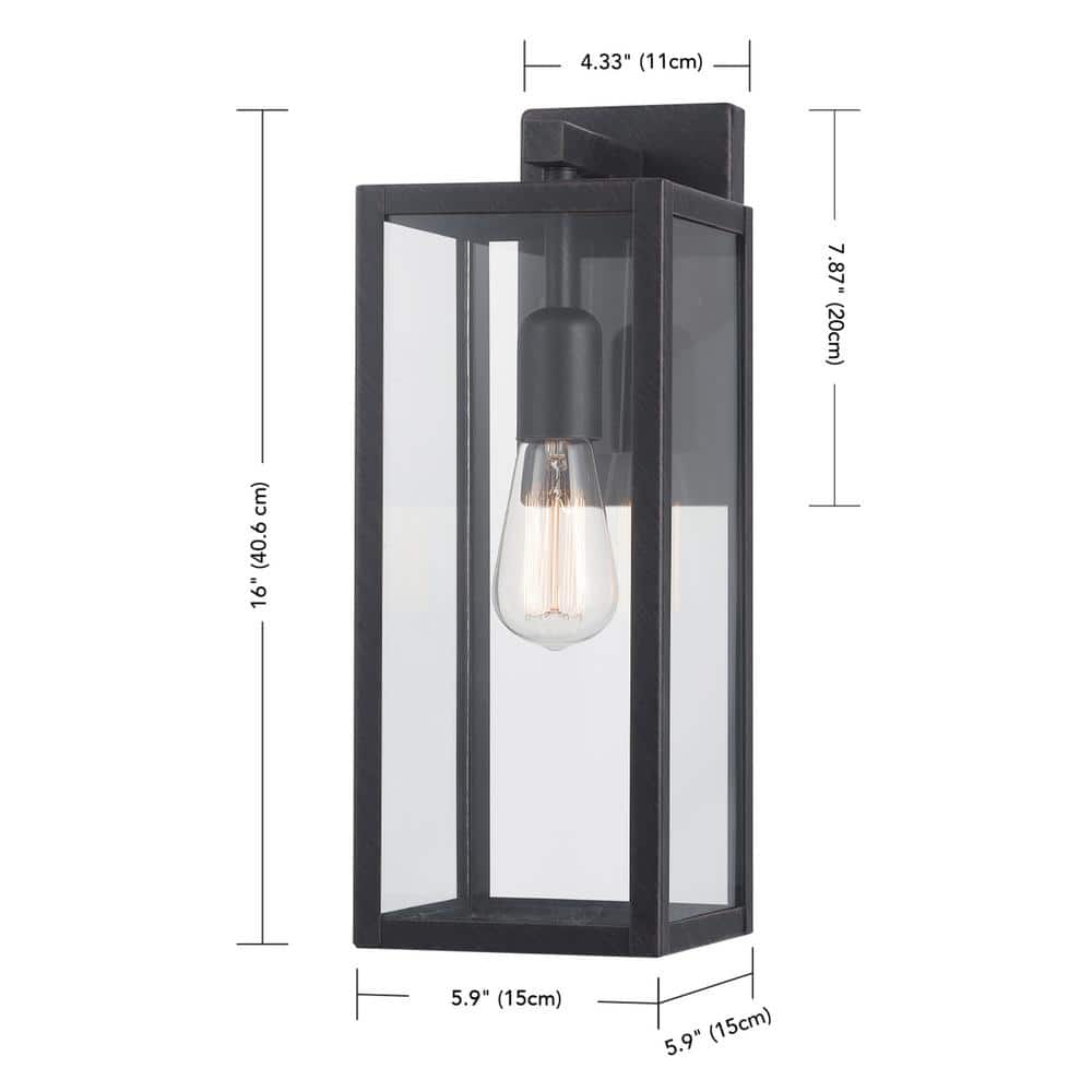 Bowery Brushed Dark Bronze Lantern Wall Sconce with Clear Glass