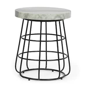 Stroble 18 in. Sand and Black Round Stone End Table