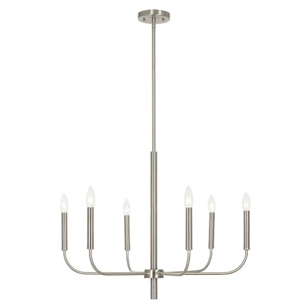 Alsy 6-Light Brushed Nickel Classic Candlestick Chandelier