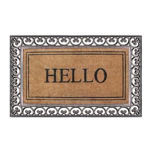 A1HC Hello Classic Paisley Border Extra Large Brown/Beige 30 in. x 48 in. Rubber & Coir Heavy Duty Double Doormat