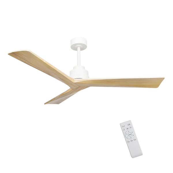 52 in. White Downrod Mount 3 Solid Wood Blades Standard Ceiling