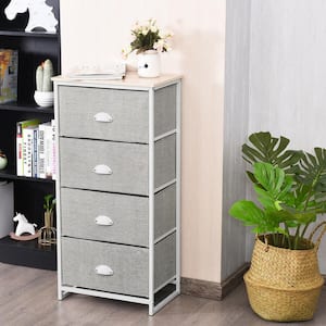 Gray Chest Storage Tower Side Table Display Storage with 4-Drawers