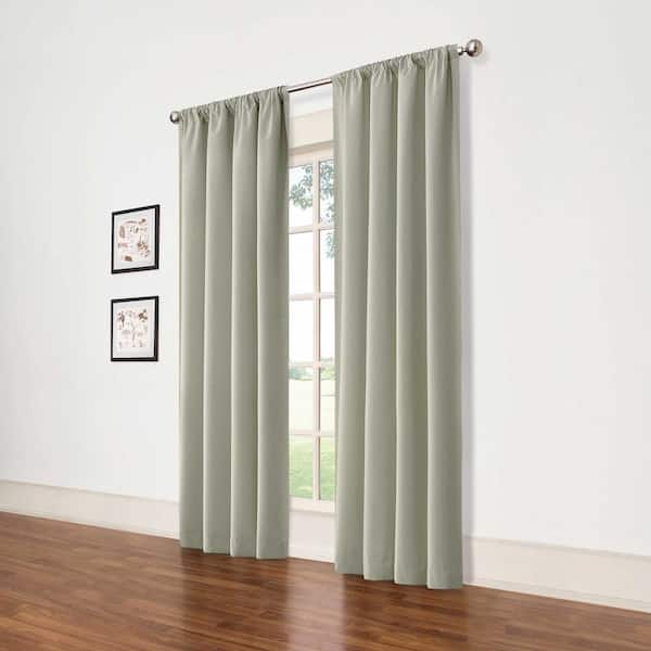 Eclipse Sage Solid Rod Pocket Room Darkening Curtain - 42 in. W x 84 in. L