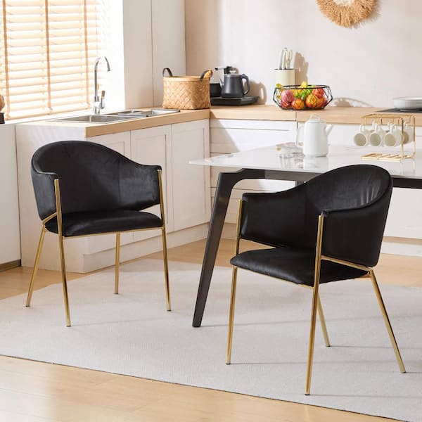 CHRISTOPHER KNIGHT HOME Aralyn Black Modern Upholstered Velvet Dining Chairs, Iron, (Set of 2)