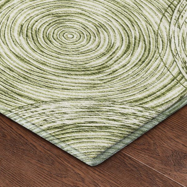 Mayfield Premium Machine Washable Abstract AMF2534 Aloe 10 ft. x 14 ft. Area Rug